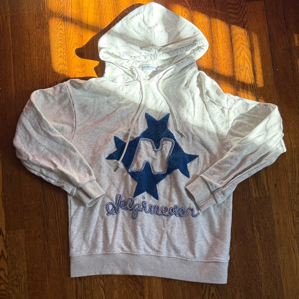 Aelfric Eden Embroidered White and Blue Star Hoodie